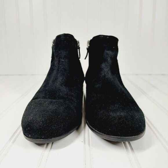 Franco Sarto L Rent Black Woman's Suede Leather Side Zip Ankle Boots I120 - Picture 3 of 12